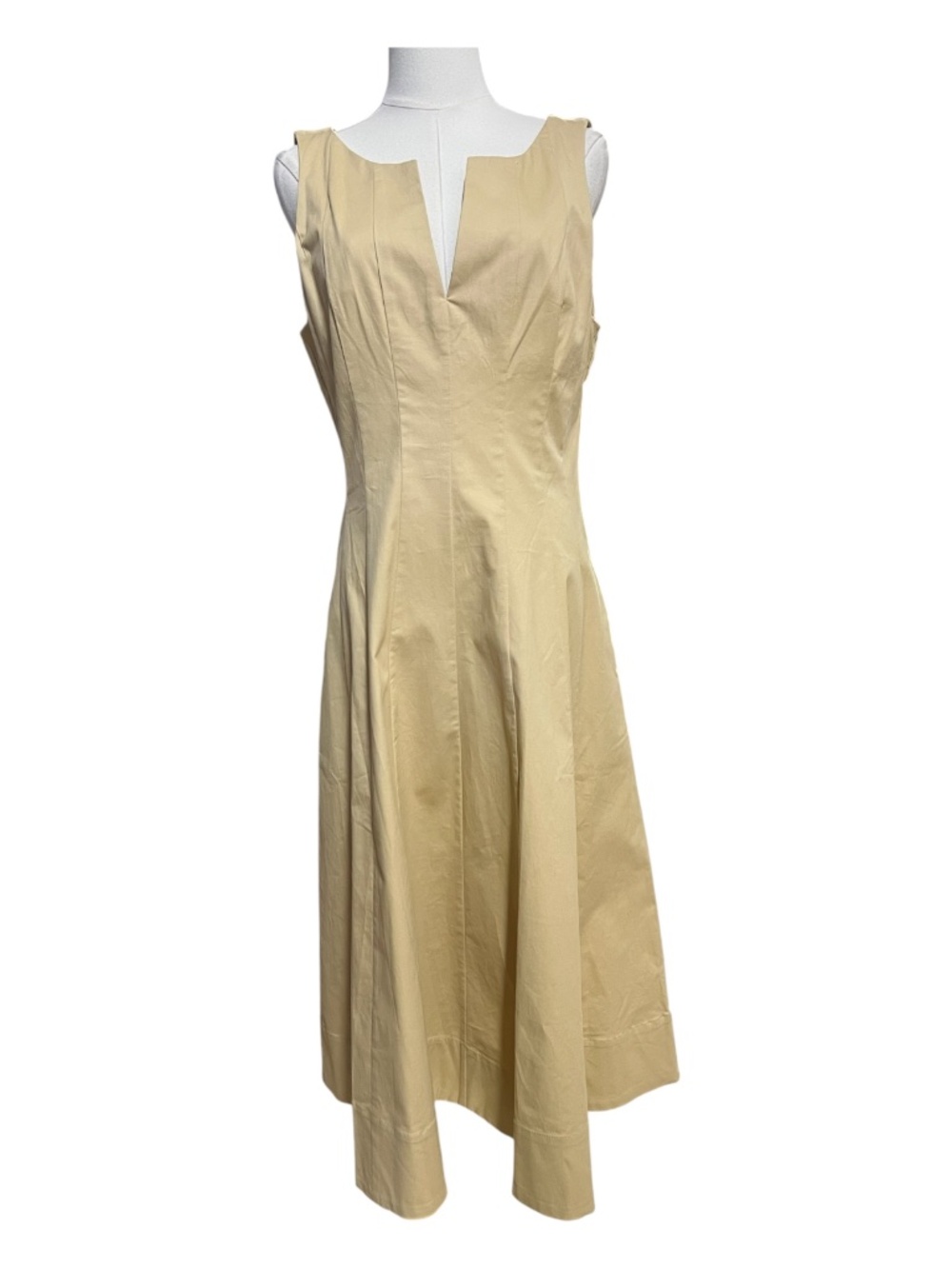 🆕 NWT AQUA Tan Cotton Fit & Flare Midi Dress | Size Large